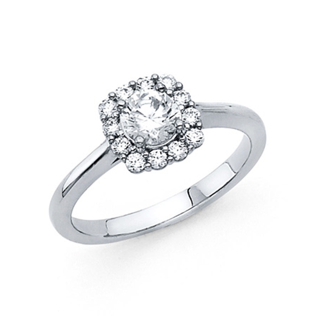 Round Halo Double-Prong Cathedral Cz Wedding Ring 689$
